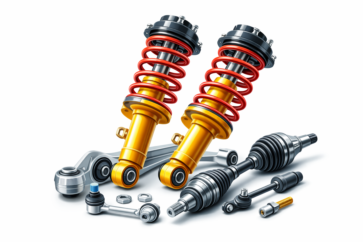 Suspension - Shocks, springs, arms, links and joints