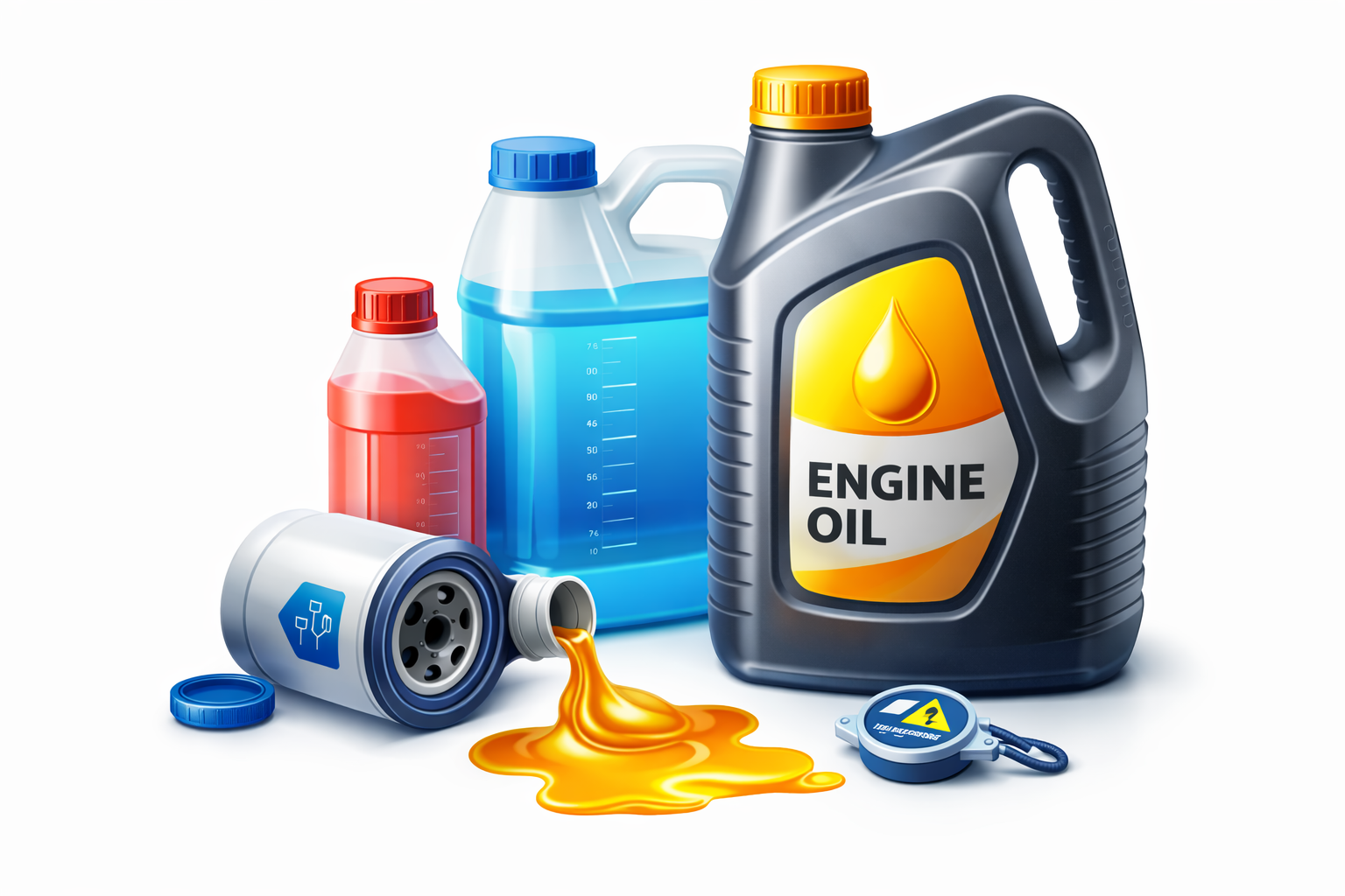 Oils & Fluids - Engine oil, transmission oil, coolant, brake fluid